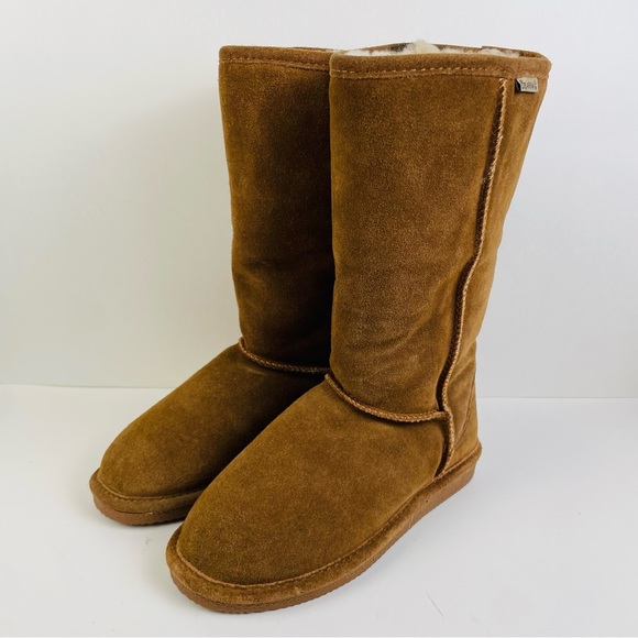 Bearpaw 115W Cloud Suede Brown Mid Calf Boots Sheepskin Lined Women’s Size 6 - Picture 2 of 11